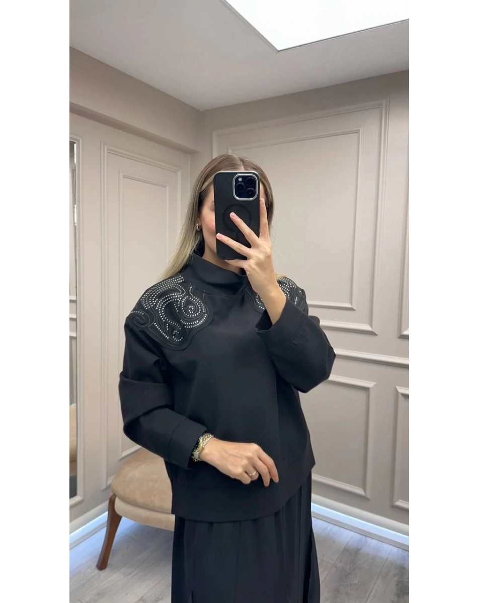 Venöve 26FWSWE0001 Siyah Lulu Sweat