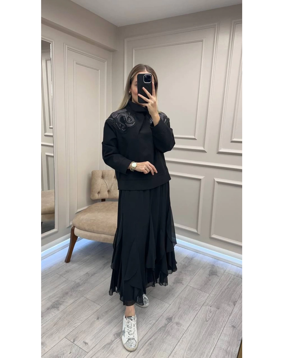 Venöve 26FWSWE0001 Siyah Lulu Sweat