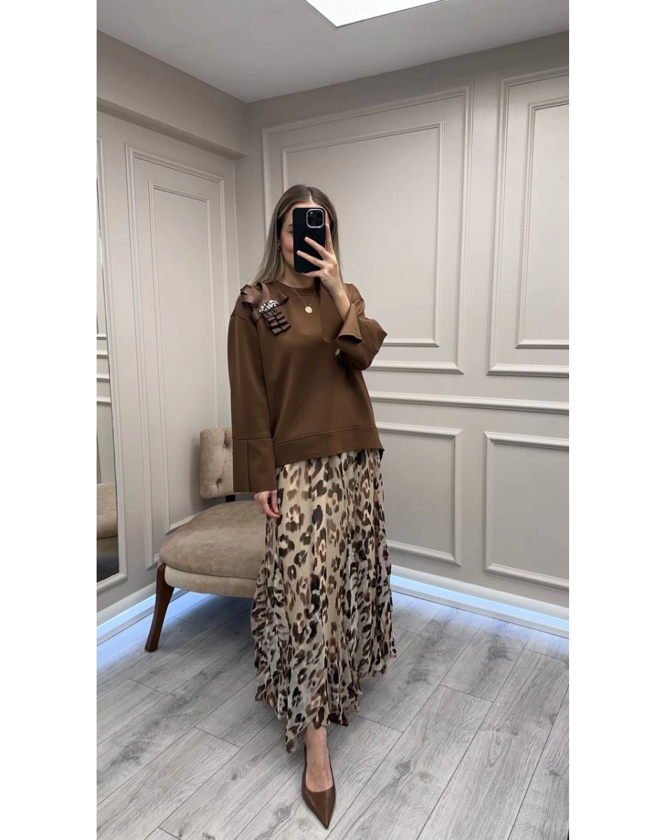 Venöve 26FWSWE0004 Kahverengi Darel Sweat