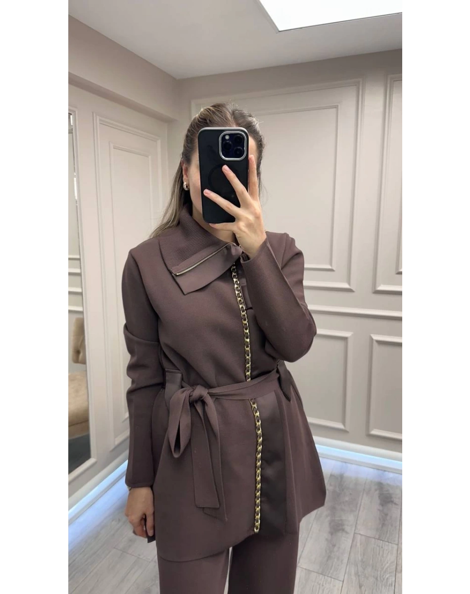 Venöve 26FWTRI0003 Kahverengi Carin Triko Takım