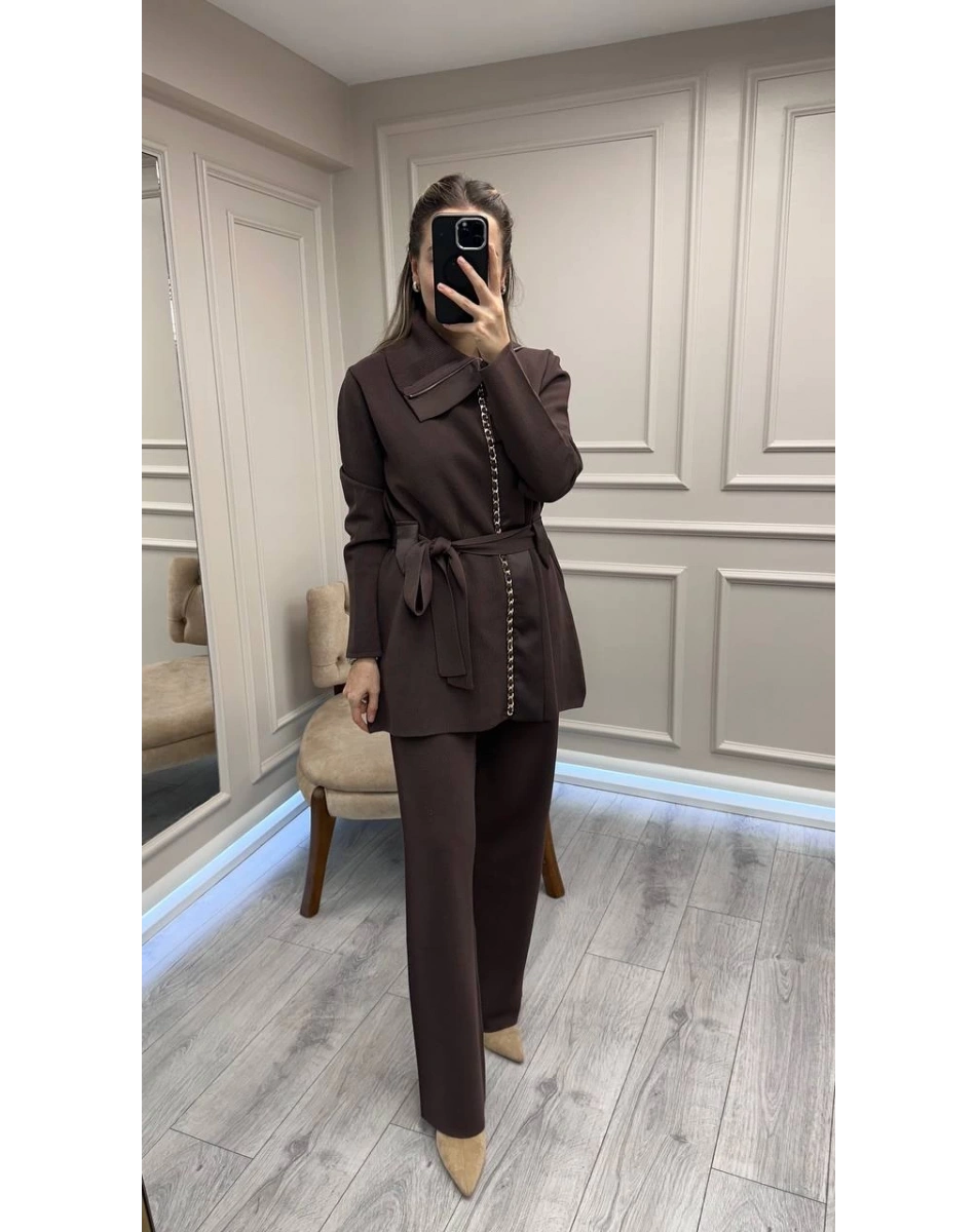 Venöve 26FWTRI0003 Kahverengi Carin Triko Takım