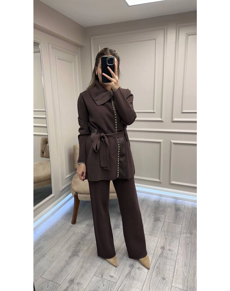 Venöve 26FWTRI0003 Kahverengi Carin Triko Takım