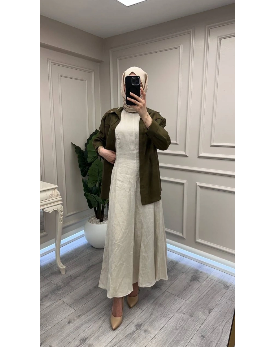 Venöve 26SSELB0025 Bej Reggıe Elbise