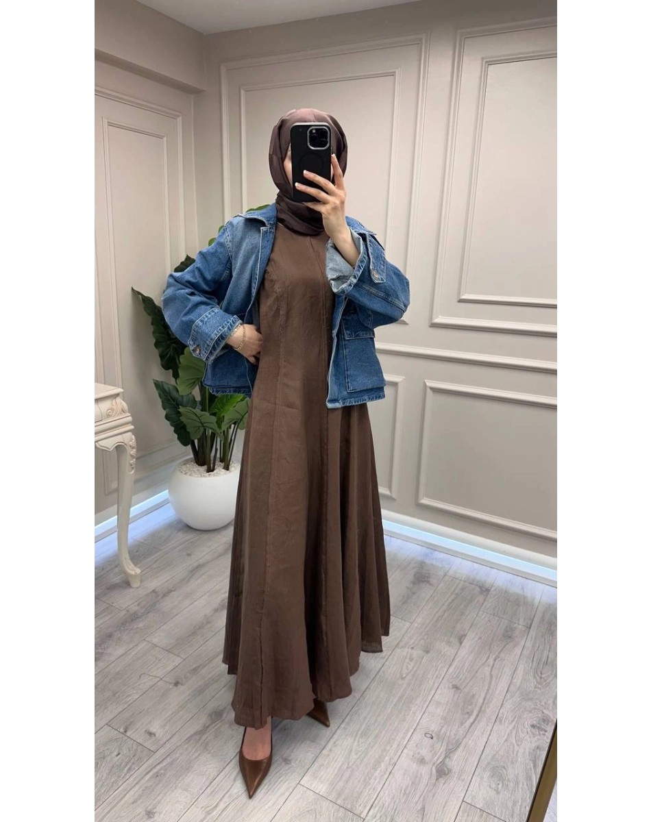 Venöve 26SSELB0025 Kahverengi Reggıe Elbise