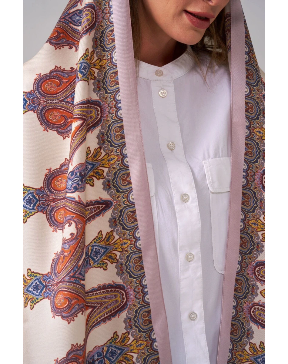 Wennora NuraShine Lila Çerçevesi Desenli Şal