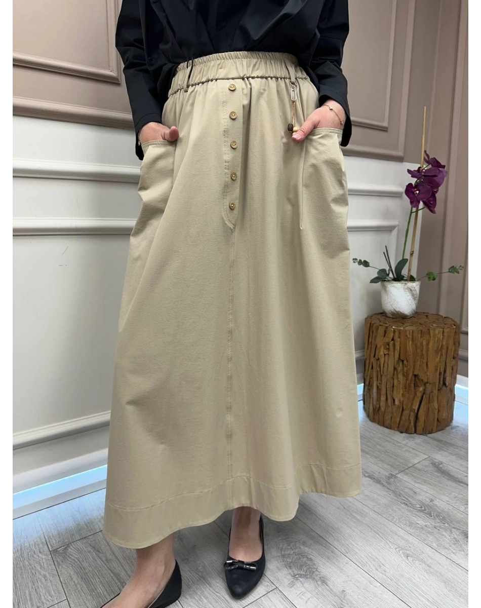 Yusuf Özdemir 1565 Camel Düğme Ve Cep Detaylı Etek