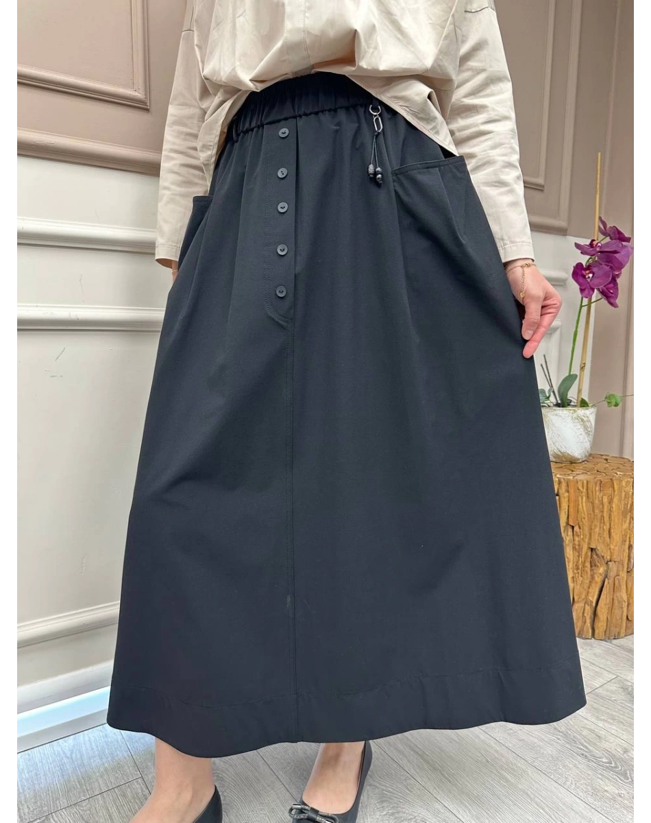 Yusuf Özdemir 1565 Siyah Düğme Ve Cep Detaylı Etek