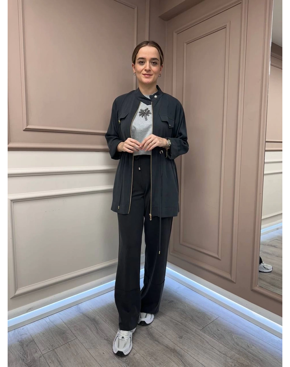 Yusuf Özdemir 1574 Füme Paça Detaylı Pantolon