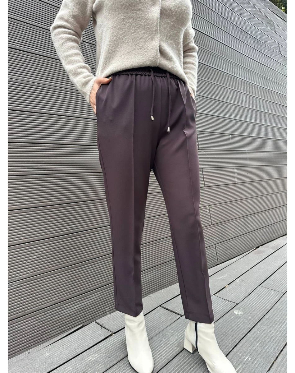 Yusuf Özdemir 23Y1360 Kahve Belden Bağlamalı Kumaş Pantolon