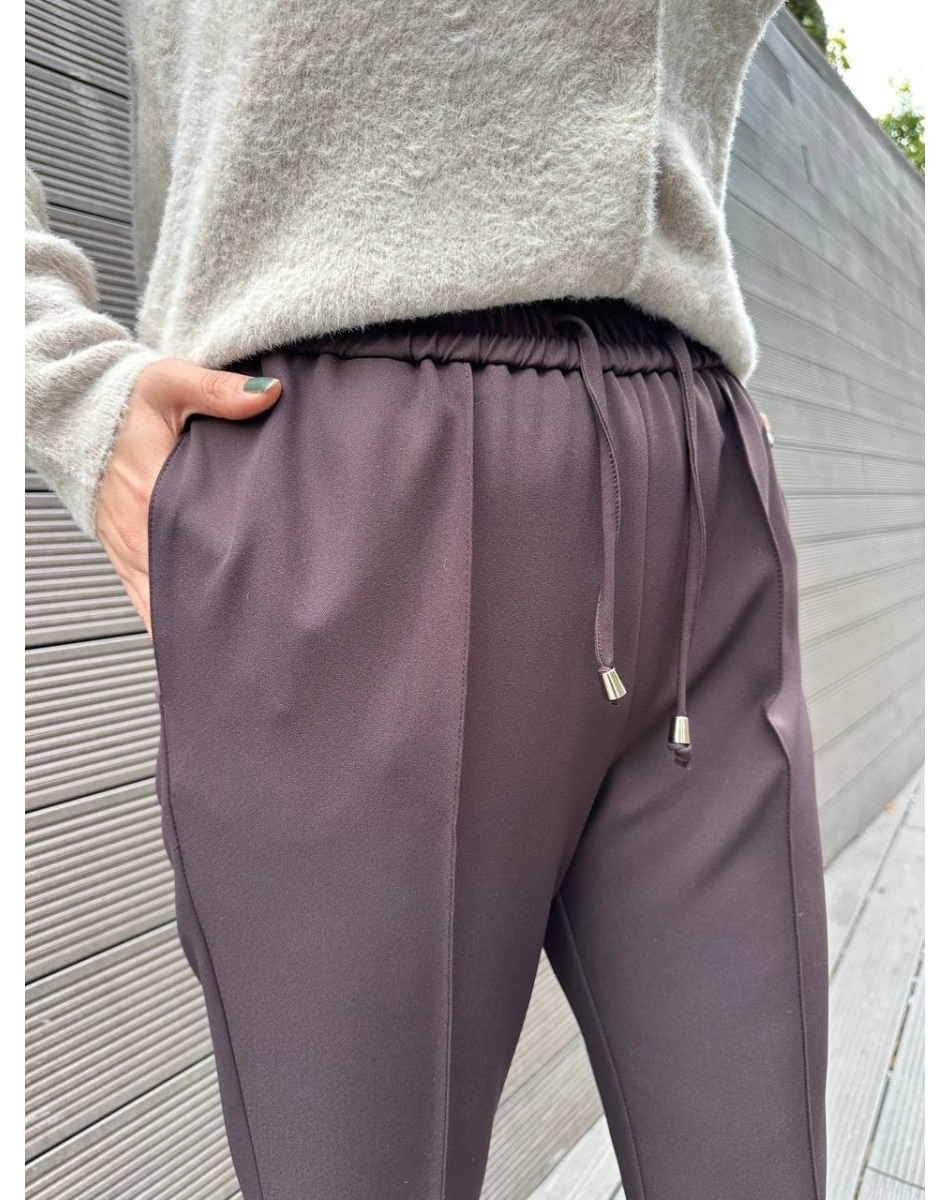 Yusuf Özdemir 23Y1360 Kahve Belden Bağlamalı Kumaş Pantolon