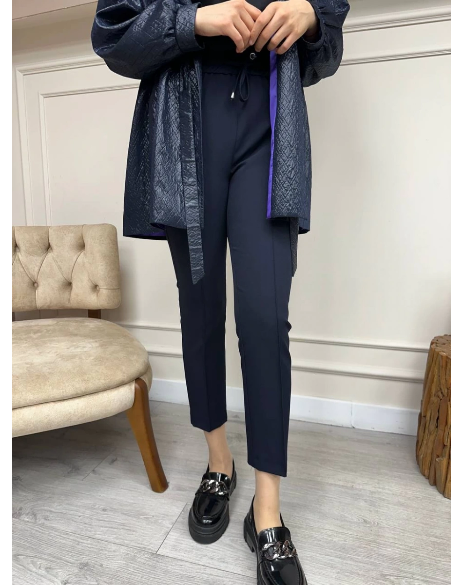 Yusuf Özdemir 23Y1360 Lacivert Belden Bağlamalı Kumaş Pantolon