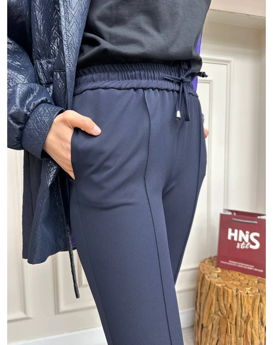 Yusuf Özdemir 23Y1360 Lacivert Belden Bağlamalı Kumaş Pantolon