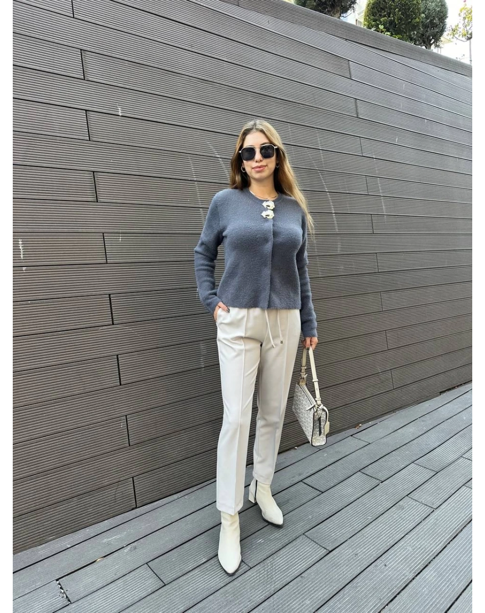 Yusuf Özdemir 23Y1360 Taş Belden Bağlamalı Kumaş Pantolon