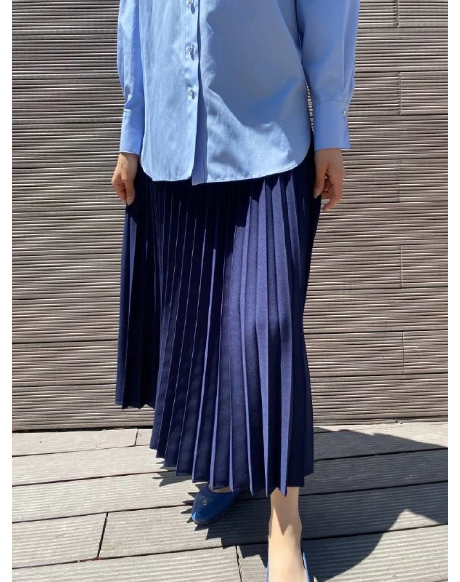 Yusuf Özdemir 24K1457 Lacivert Beli Lastikli Pilise Etek