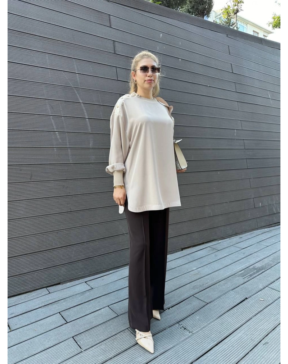 Yusuf Özdemir 24Y1442 Kahverengi Palazzo Pantolon