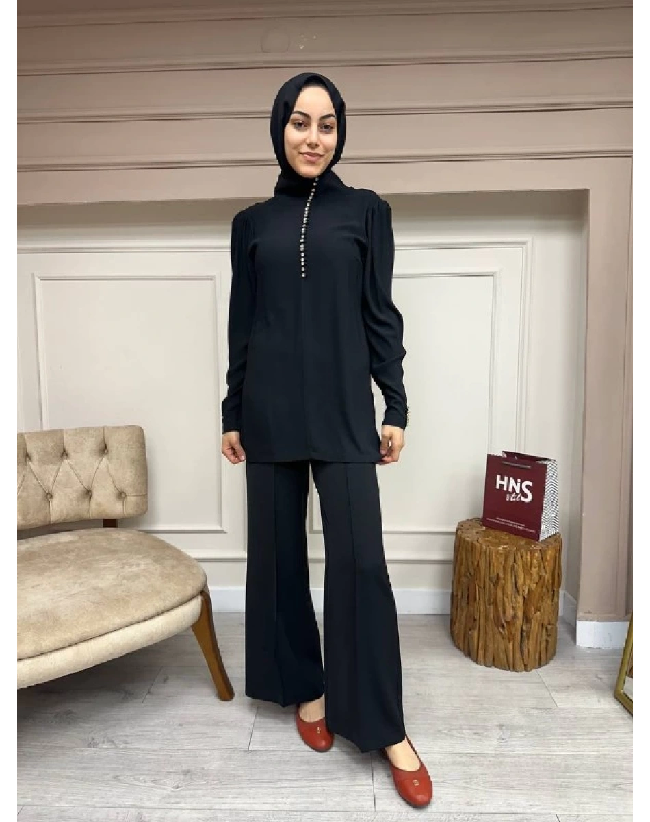 Yusuf Özdemir 24Y1442 Siyah Palazzo Pantolon