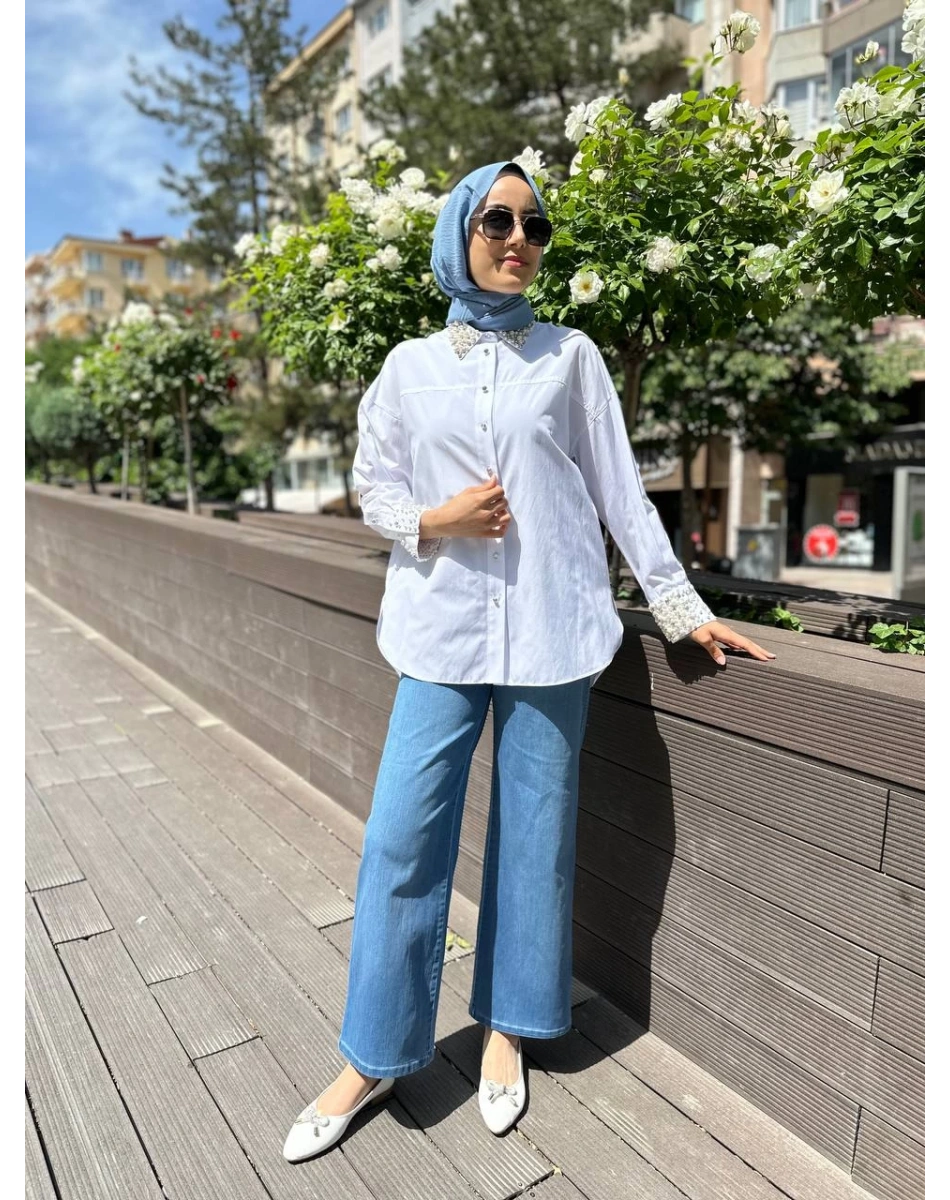 Yusuf Özdemir 24Y1492 Mavi Bol Pantolon