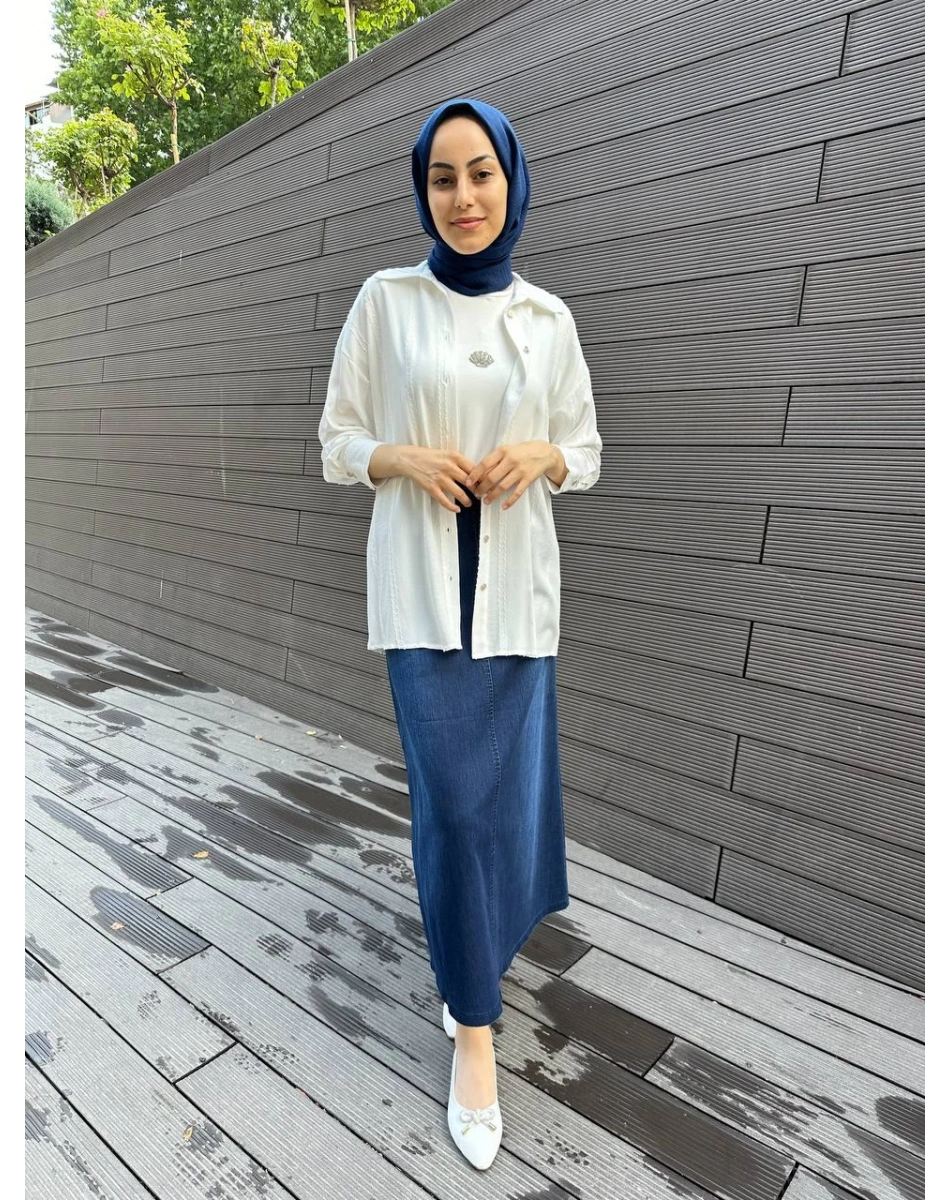 Yusuf Özdemir 24Y1516 Lacivert Kot Etek