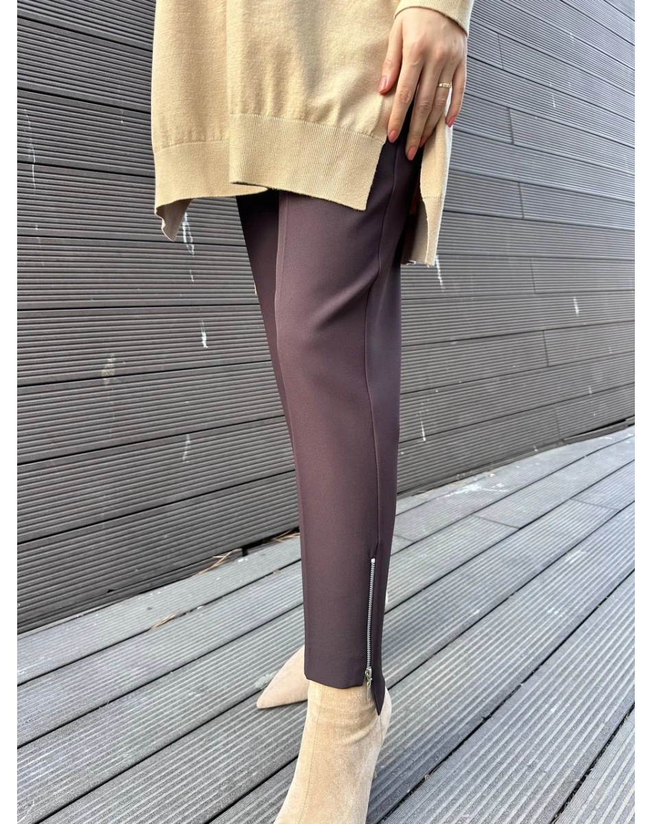 Yusuf Özdemir 25K1101 Kahve Paçası Fermuarlı Pantolon