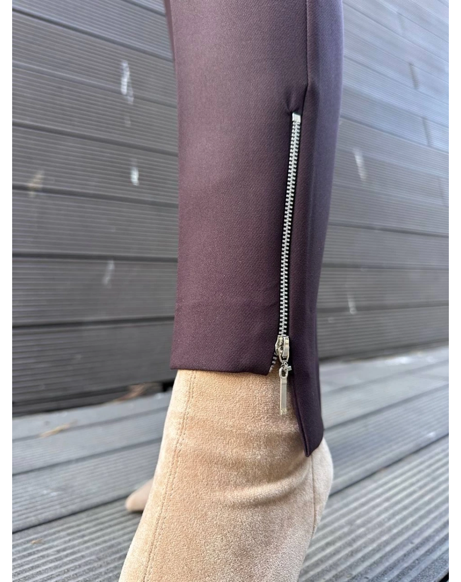 Yusuf Özdemir 25K1101 Kahve Paçası Fermuarlı Pantolon