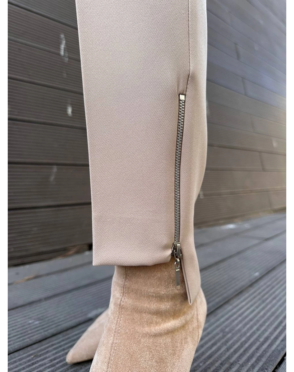 Yusuf Özdemir 25K1101 Krem Paçası Fermuarlı Pantolon