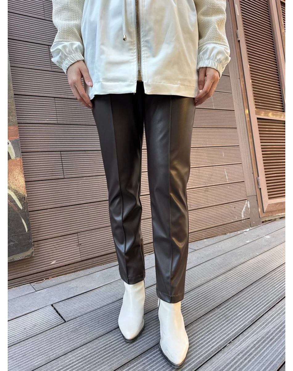 Yusuf Özdemir 25K1375 Kahve Deri Pantolon