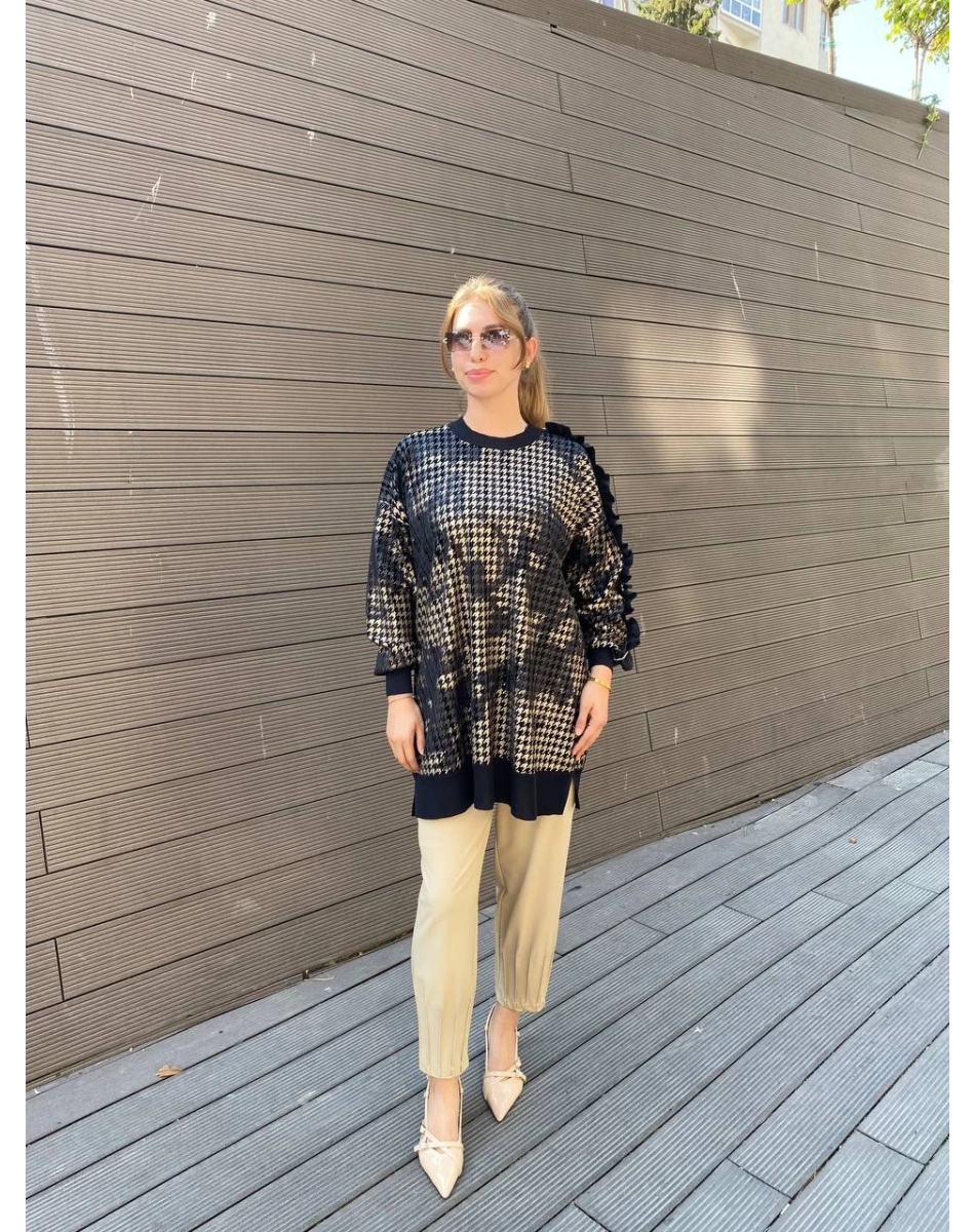 Yusuf Özdemir 25K1452 Açık Kahve Paça Detaylı Pantolon