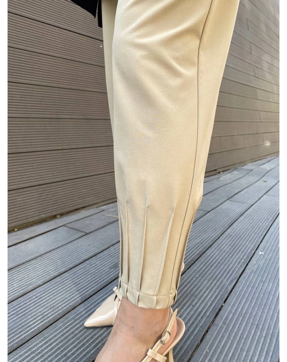 Yusuf Özdemir 25K1452 Açık Kahve Paça Detaylı Pantolon