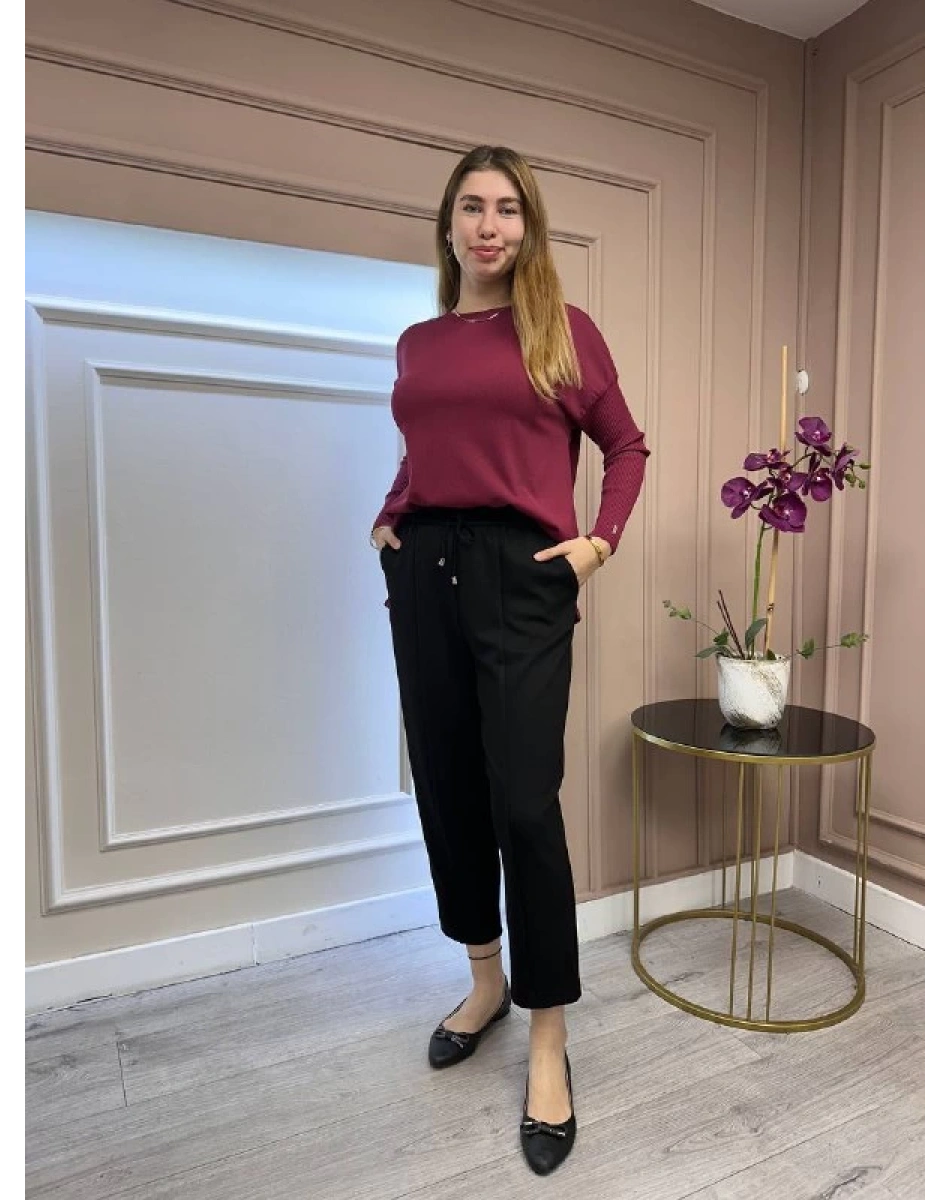 Yusuf Özdemir 25K1523 Siyah Penye Pantolon