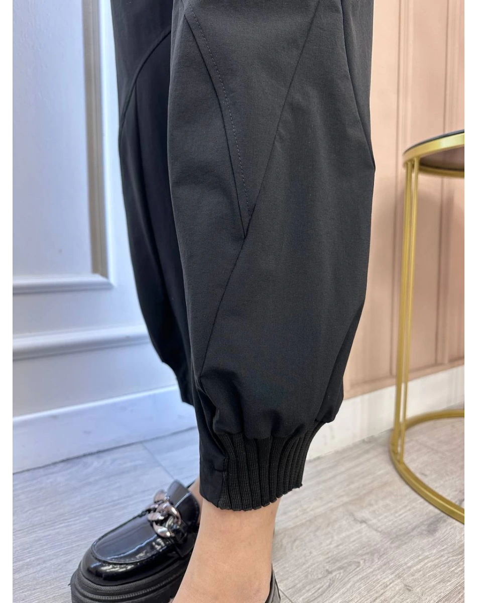 Yusuf Özdemir 25K1528 Siyah Paçası Ribanalı Pantolon