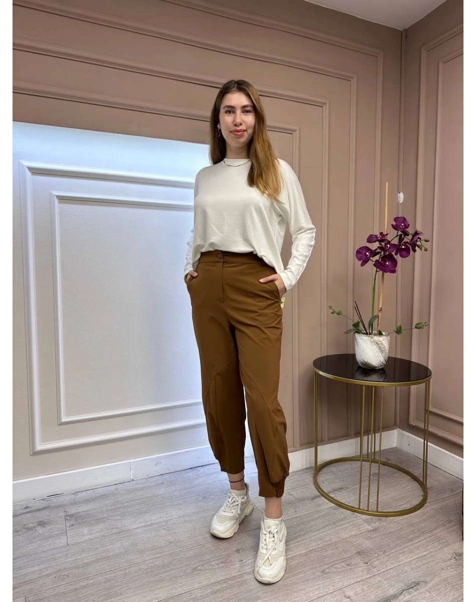 Yusuf Özdemir 25K1528 Taba Paçası Ribanalı Pantolon