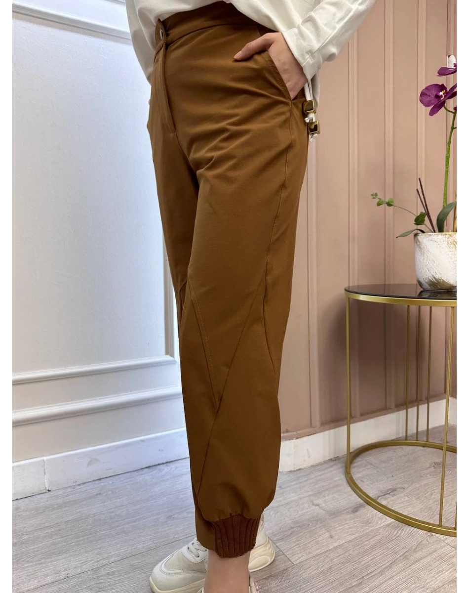 Yusuf Özdemir 25K1528 Taba Paçası Ribanalı Pantolon