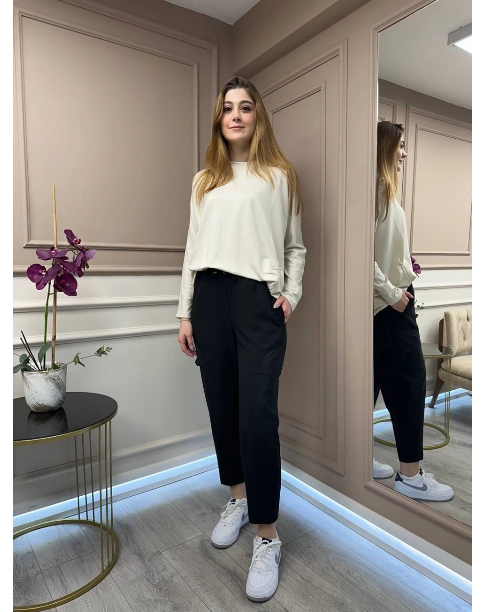 Yusuf Özdemir 25K1532 Siyah Cep Detaylı Pantolon