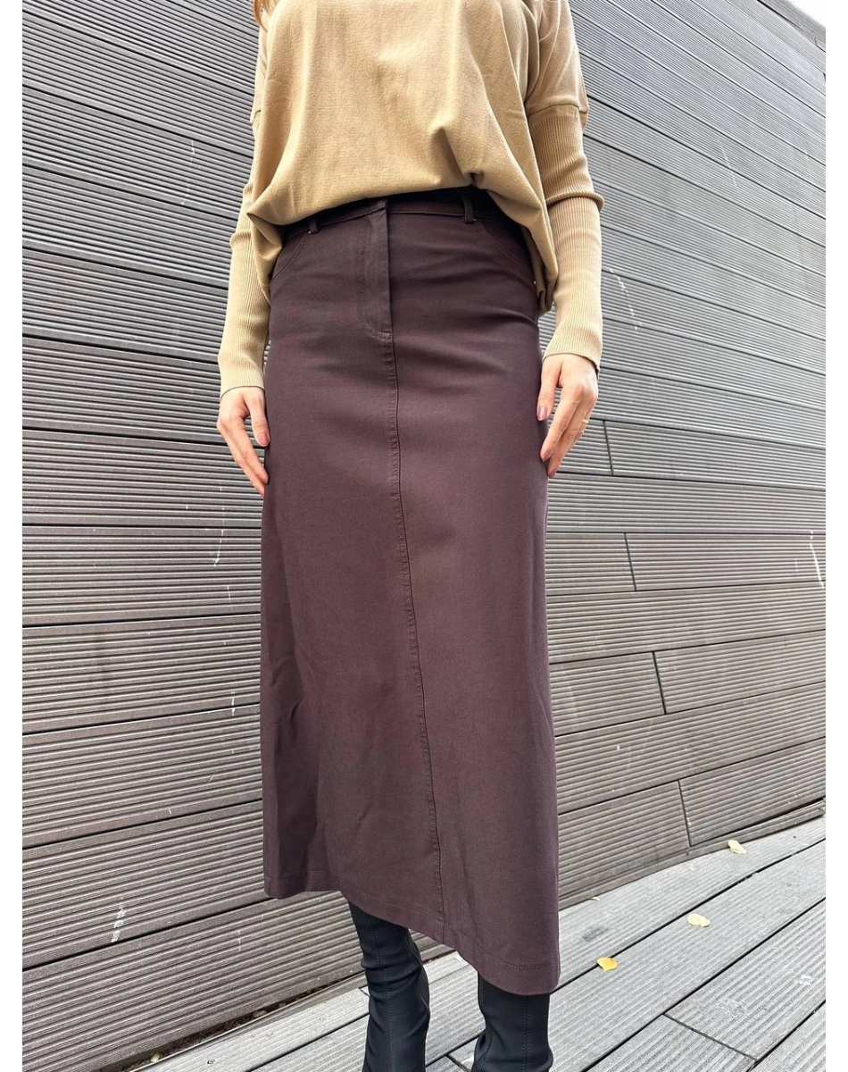 Yusuf Özdemir 25K1536 Kahverengi Kot Etek