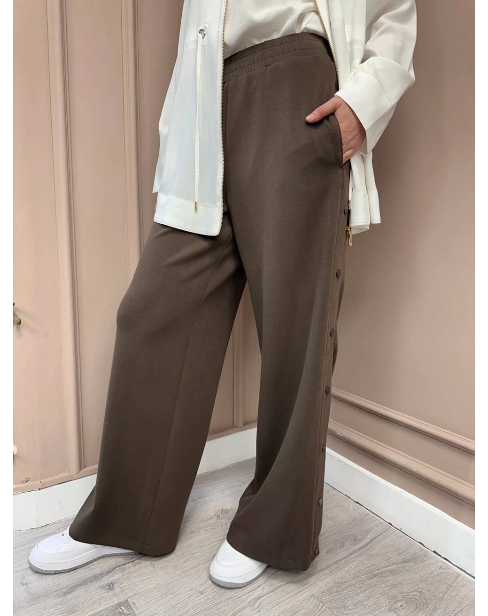 Yusuf Özdemir 25K1561 Kahve Yanları Çıtçıtlı Pantolon