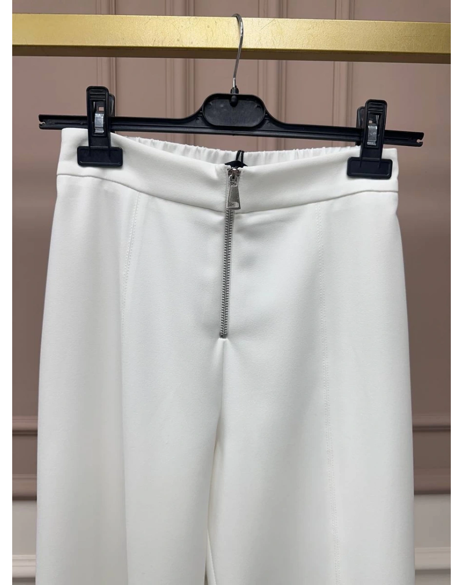 Yusuf Özdemir 25Y1303 Beyaz Fermuar Detaylı Pantolon