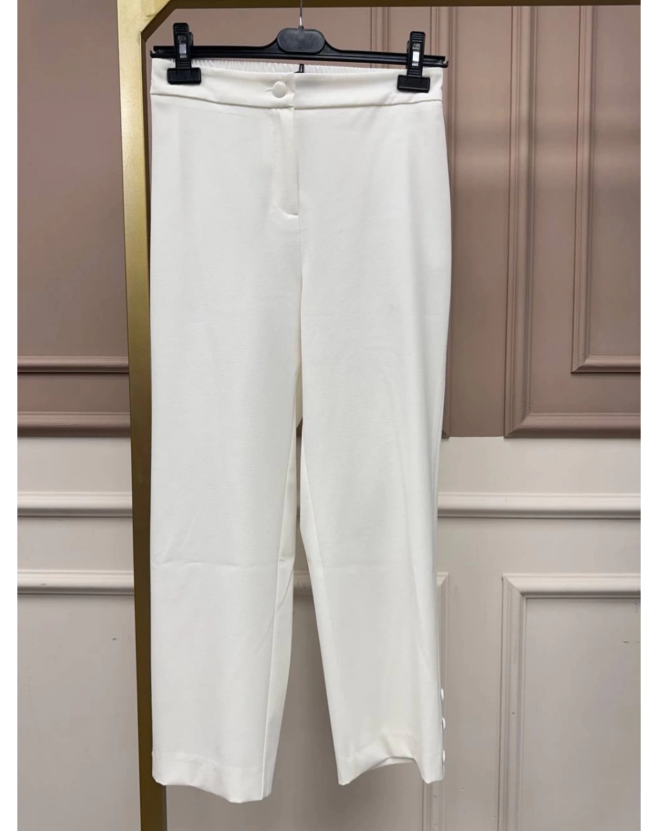 Yusuf Özdemir 25Y1393 Beyaz Paçası Düğme Detaylı Pantolon