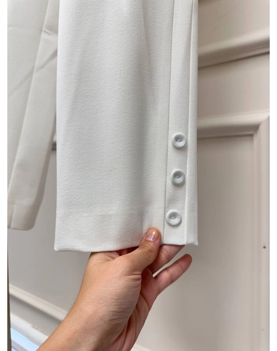 Yusuf Özdemir 25Y1393 Beyaz Paçası Düğme Detaylı Pantolon