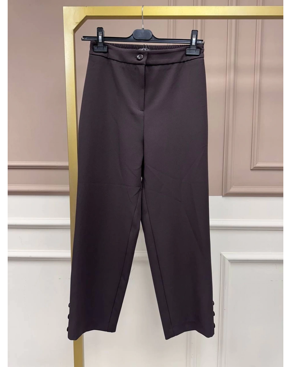 Yusuf Özdemir 25Y1393 Kahve Paçası Düğme Detaylı Pantolon