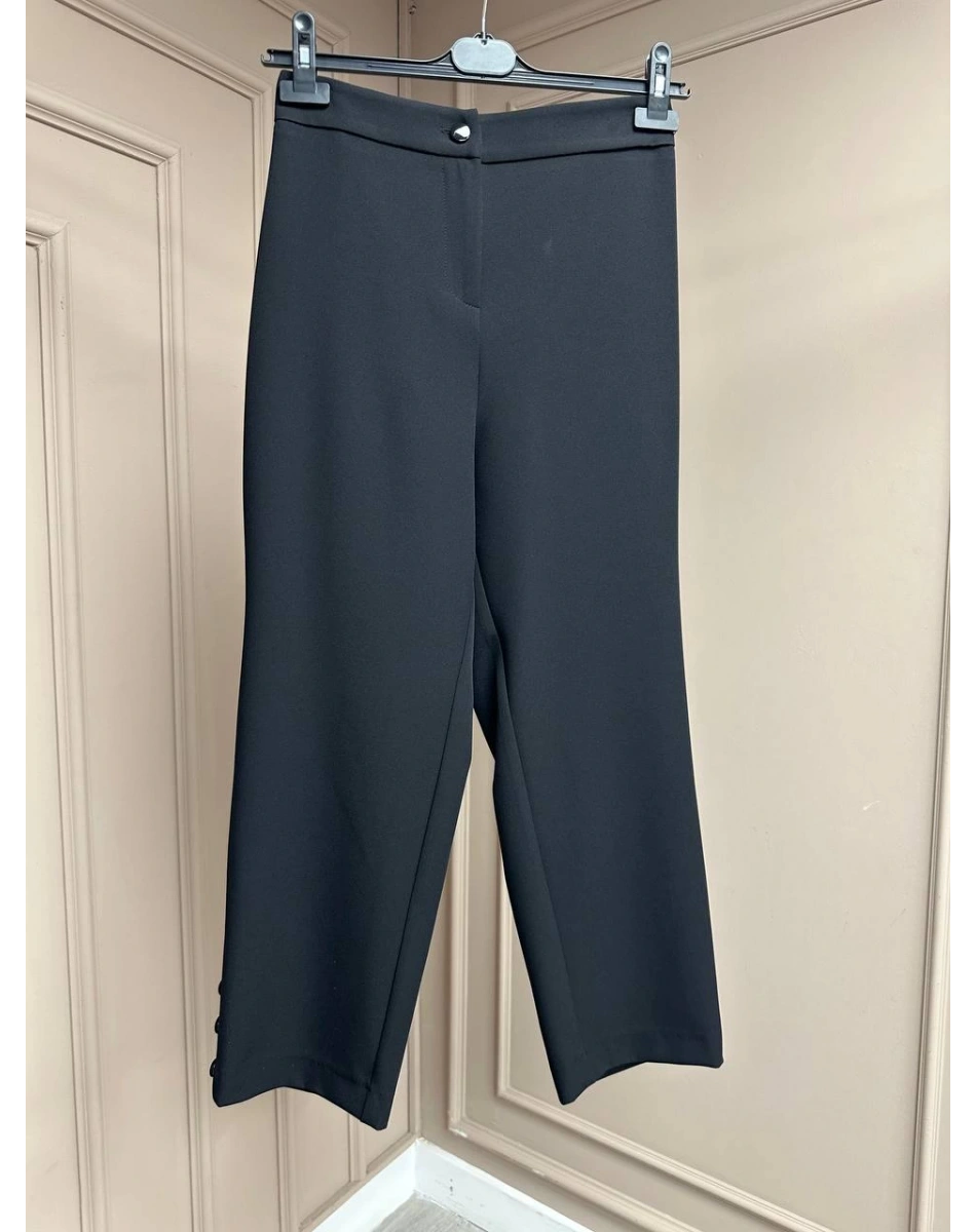 Yusuf Özdemir 25Y1393 Siyah Paçası Düğme Detaylı Pantolon