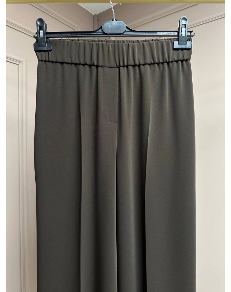 Yusuf Özdemir 25Y1395 Kahverengi Krep Kumaş Bol Paça Pantolon