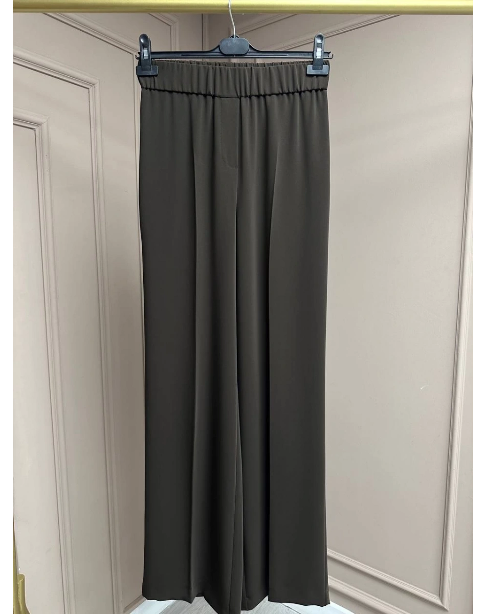 Yusuf Özdemir 25Y1395 Kahverengi Krep Kumaş Bol Paça Pantolon