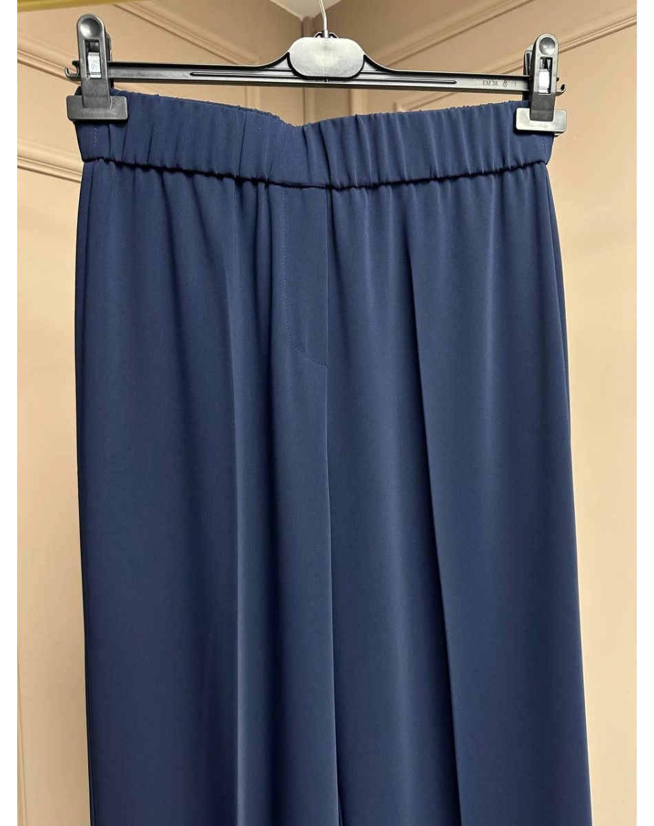 Yusuf Özdemir 25Y1395 Lacivert Krep Kumaş Bol Paça Pantolon