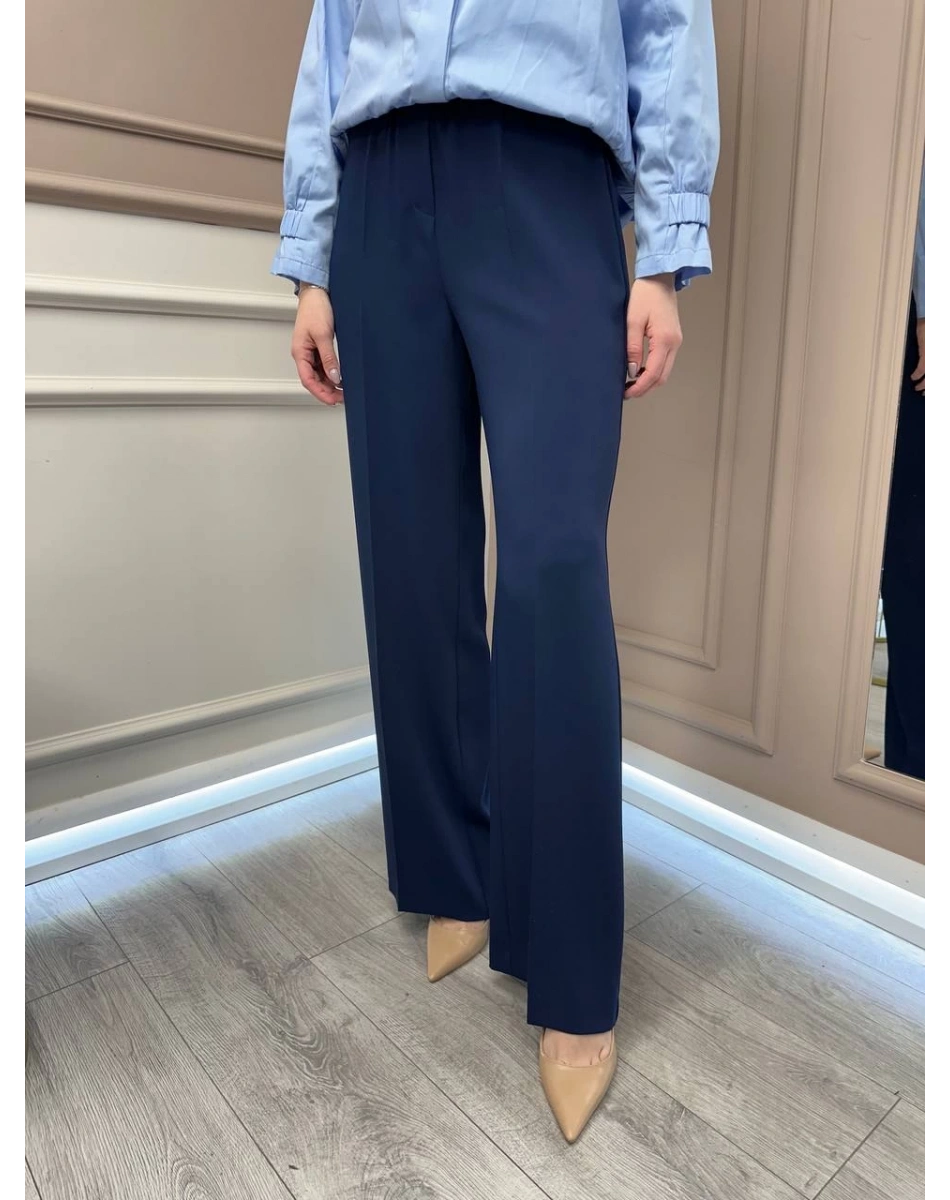 Yusuf Özdemir 25Y1395 Lacivert Krep Kumaş Bol Paça Pantolon