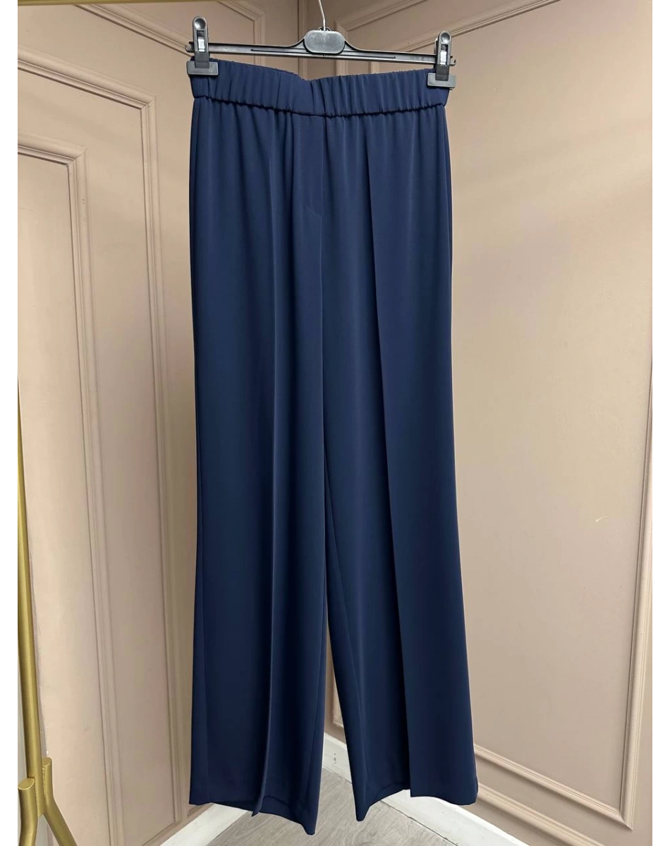 Yusuf Özdemir 25Y1395 Lacivert Krep Kumaş Bol Paça Pantolon