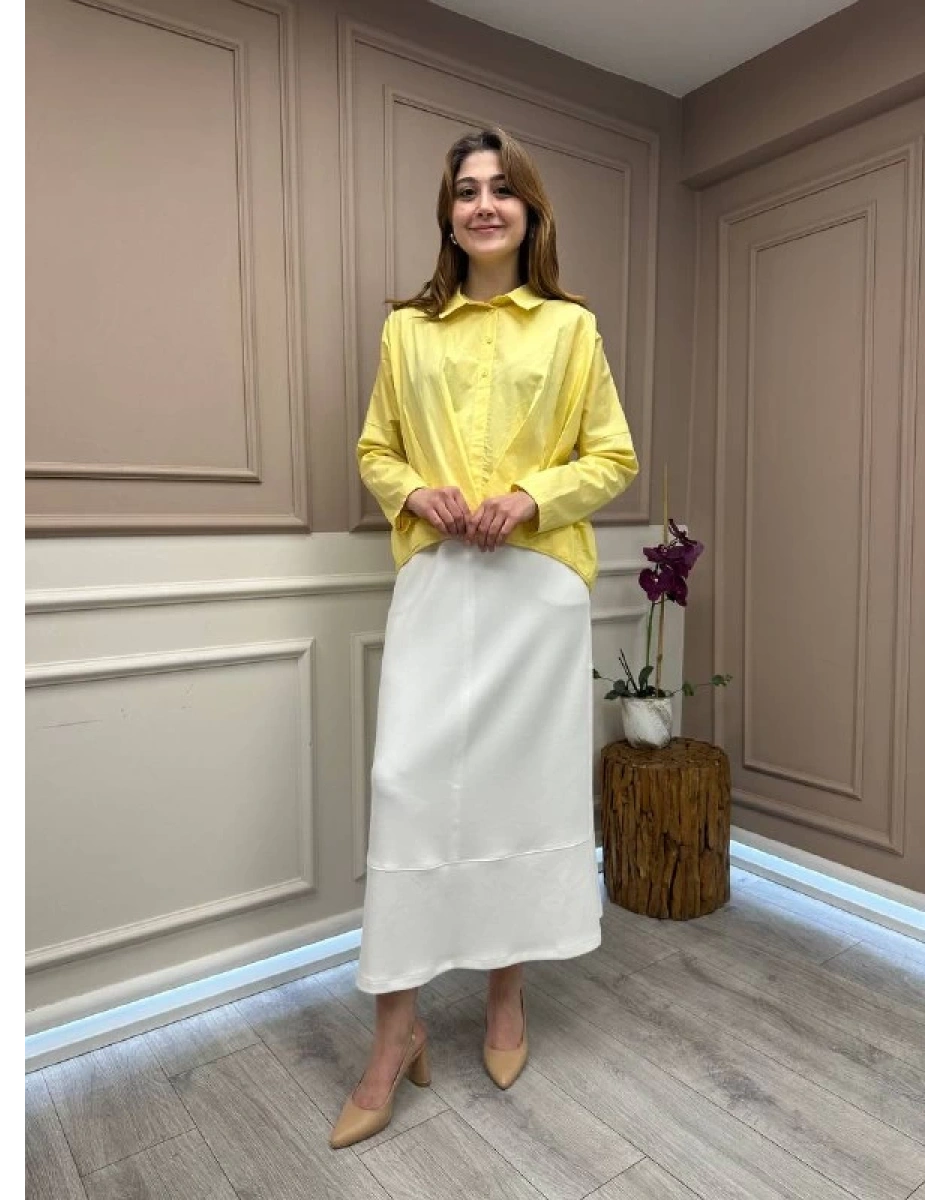 Yusuf Özdemir 25Y1444 Ekru Penye Etek