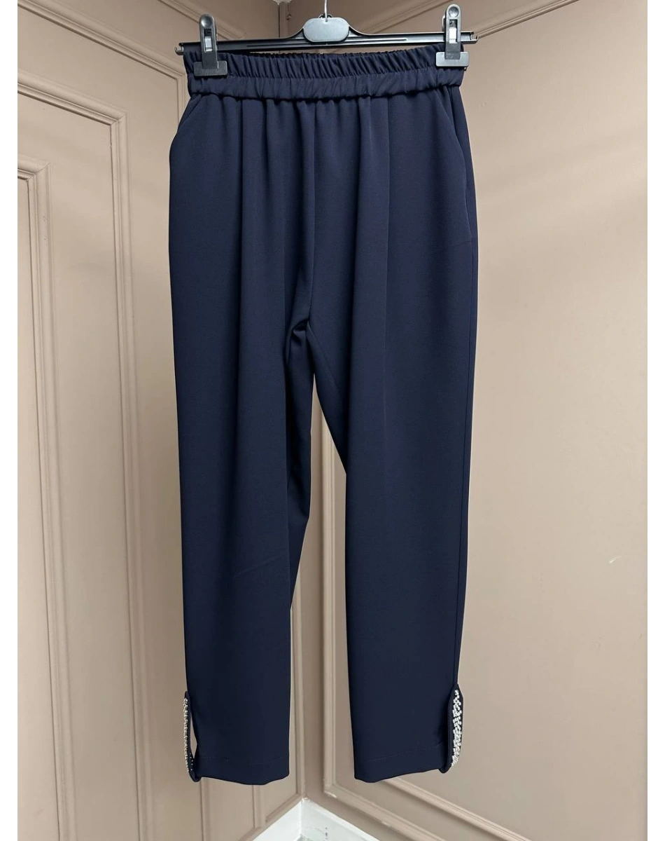 Yusuf Özdemir 25Y1456 Lacivert Paçası Taş Detaylı Pantolon