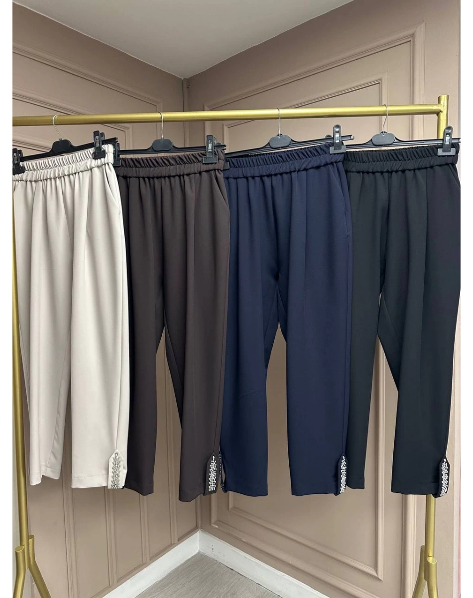 Yusuf Özdemir 25Y1456 Lacivert Paçası Taş Detaylı Pantolon