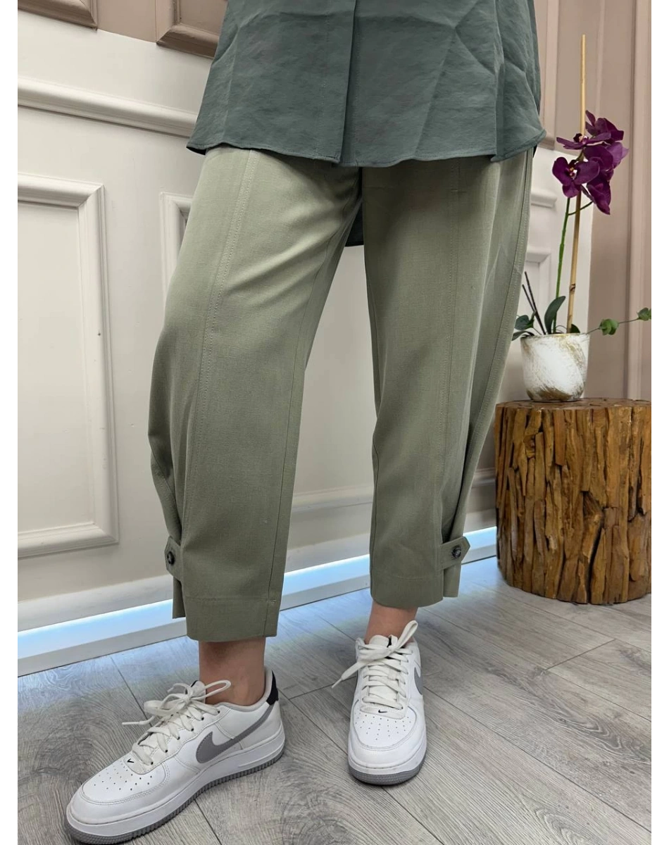 Yusuf Özdemir 25Y1465 Haki Paçası Düğmeli Pantolon