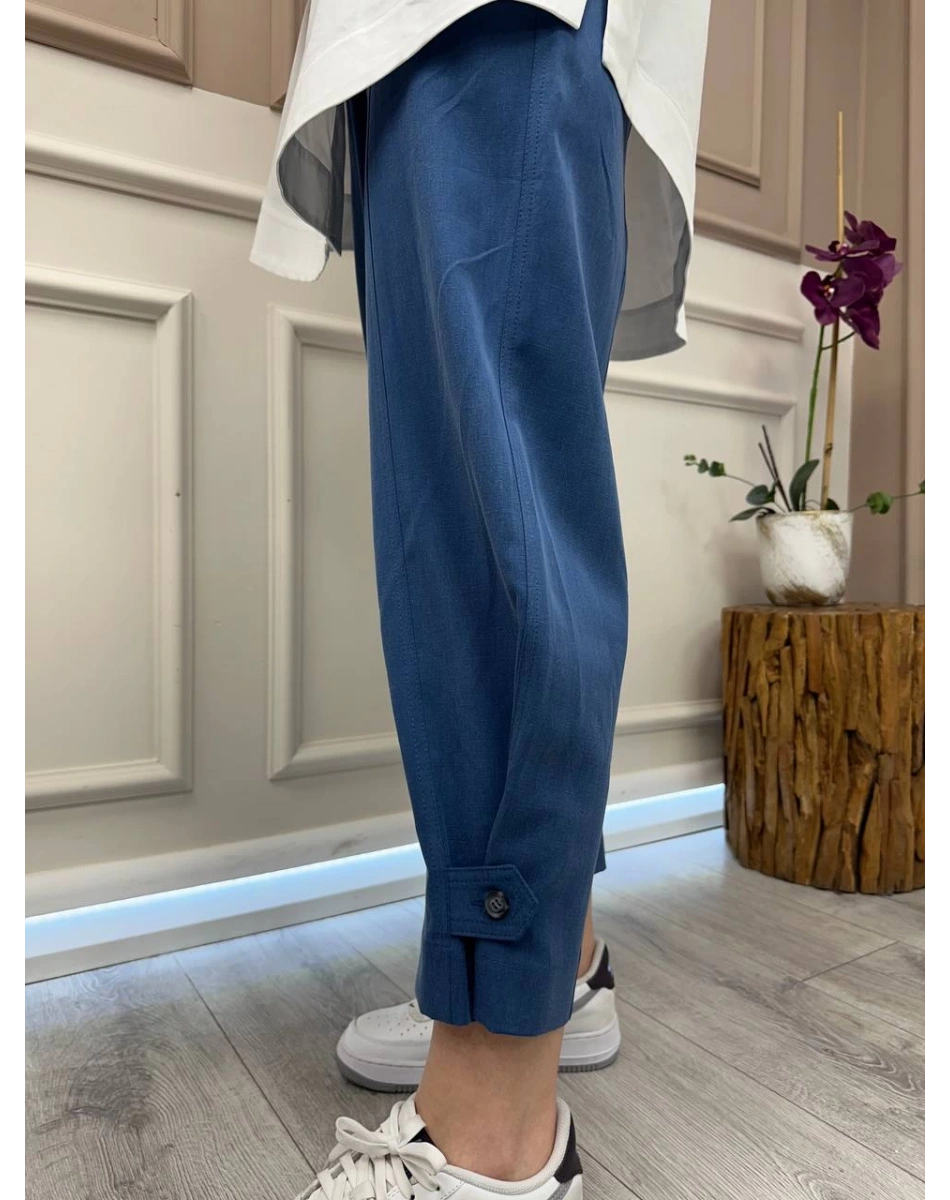 Yusuf Özdemir 25Y1465 İndigo Paçası Düğmeli Pantolon